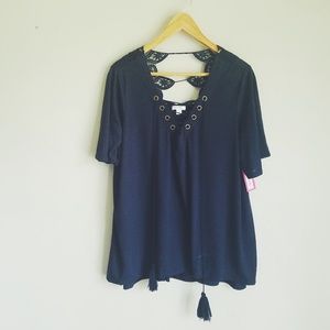 NWT Xhilaration Lacey-Back Blouse